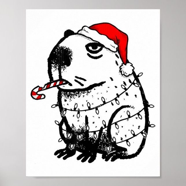 Capybara Smoking Christmas Ugly Cigarette Gen Z  Poster (Front)