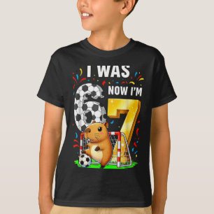 Capybara Soccer Birthday I Was 6 Now Im 7 Funny An T-Shirt