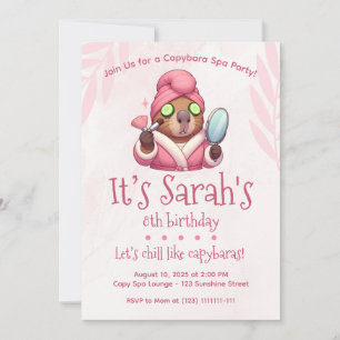 Capybara Spa Party Invitation capybara Anniversair