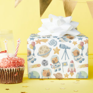 Capybara Space Pattern Wrapping Paper Roll