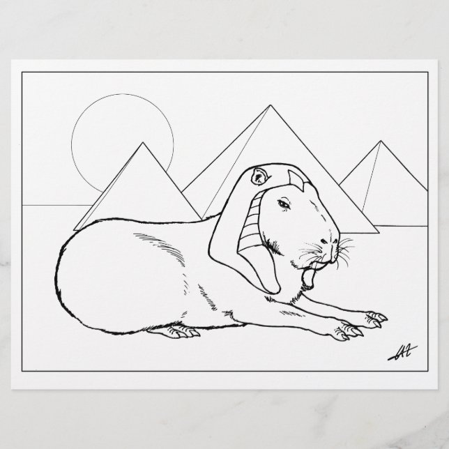 Capybara Sphinx - Colouring Page. (Front)