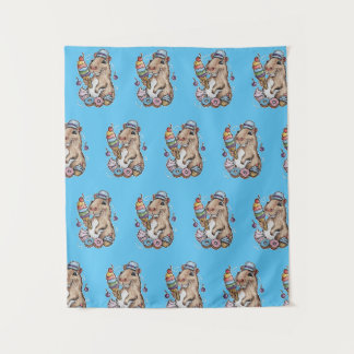 capybara sweets doughnuts cupcakes candies tapestry
