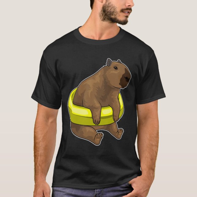 Capybara Swimming Lifebuoy T-Shirt (Front)