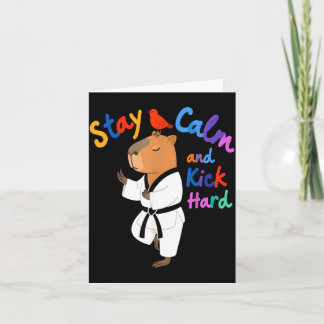 Capybara Taekwondo Stay Calm Funny Card