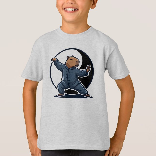 Capybara Tai Chi Master Yin Yang Martial Arts T-Shirt (Front)