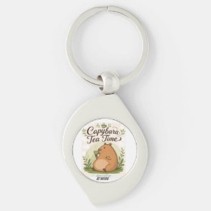 Capybara Tea Time Cute Capybara Drinking Tea Fun Keychain