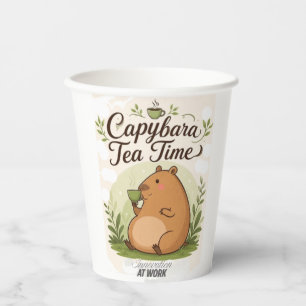 Capybara Tea Time Cute Capybara Drinking Tea Fun Paper Cups