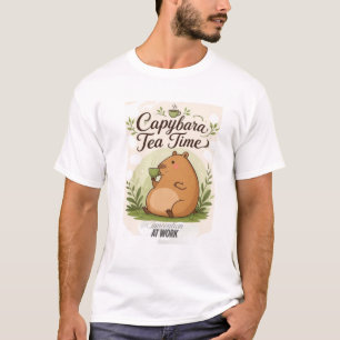 Capybara Tea Time   Cute Capybara Drinking Tea Fun T-Shirt