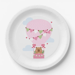 Capybara Teddy Balloon Birthday Party Paper Plate