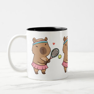 Capybara Tennis Mug   Funny Sports Lover Coffee 