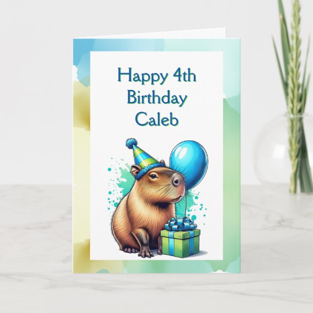  Capybara Themed Boy's Birthday Party Personalized Card (Front)