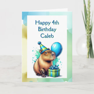 Capybara Themed Boy's Birthday Party Personalized Card