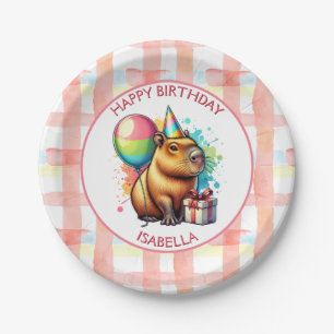 Capybara themed Girl's Birthday Party Paper Plate