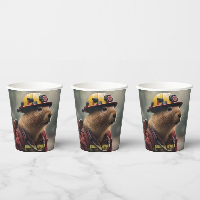 "Capybara to the Rescue: Firefighter Extraordinair Paper Cups (Multi)