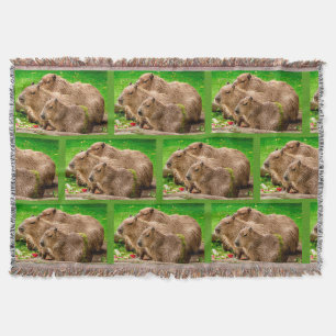 Capybara Trio Throw Blanket