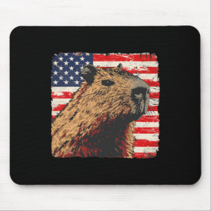 Capybara Usa Flag 4th Of July Lovers Mouse Pad