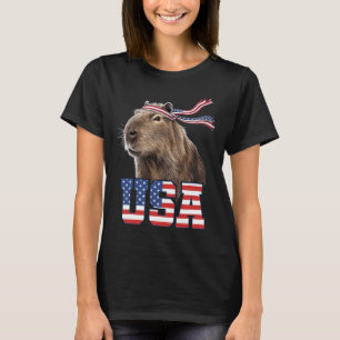 Capybara Usa Patriotic American Flag Men Women Kid T-Shirt