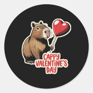 Capybara Valentine, Cappy Valentines Day, Capybara Classic Round Sticker