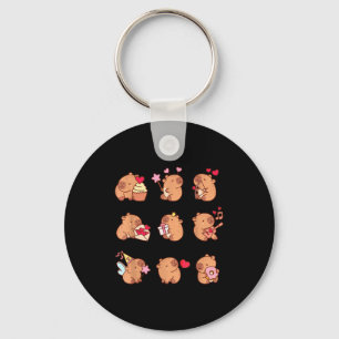 Capybara Valentine Funny Capy Animals Lovers Uni K Keychain