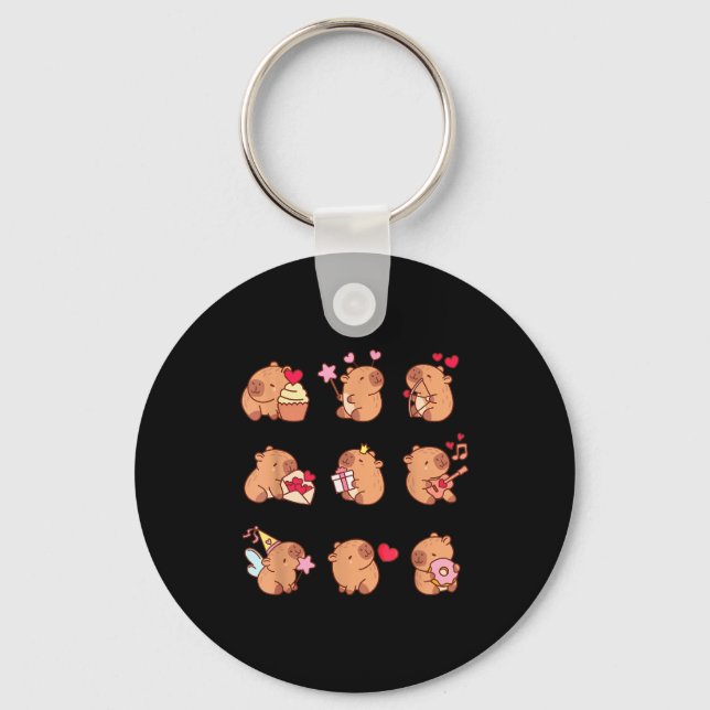 Capybara Valentine Funny Capy Animals Lovers Uni K Keychain (Front)