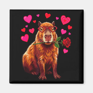 Capybara Valentines Day Heart Gles Rose Funny Love Magnet