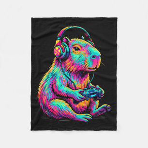 Capybara Video Games Gamer Funny Gaming Graphic Ki Fleece Blanket