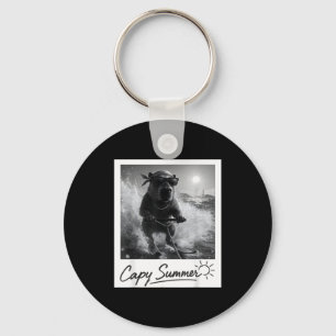 Capybara water skiing summer funny meme keychain