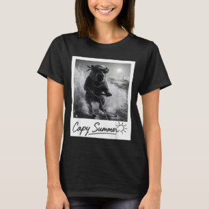 Capybara water skiing summer funny meme T-Shirt