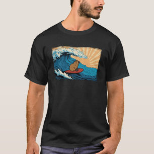 Capybara Wave Capibara Graphic Surfing T-Shirt
