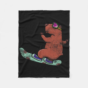 Capybara Whisperer Snowboarding Snow Winter Sport  Fleece Blanket