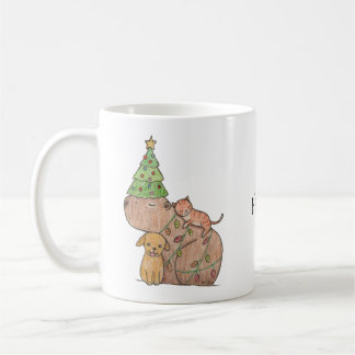 Capybara with cat and dog Custom Holiday gift Coffee Mug