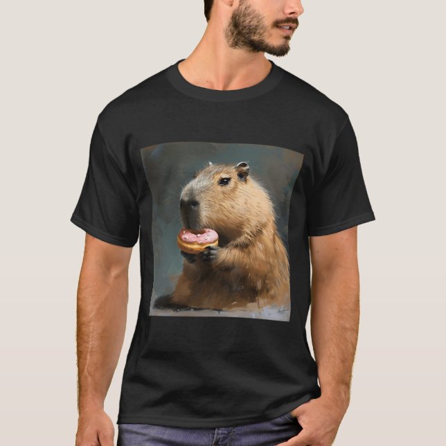 Capybara With Pink Doughnut  T-Shirt (Front)