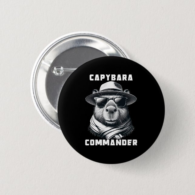 Capybara With Sunglasses Capy Commander 2 Inch Round Button (Front & Back)