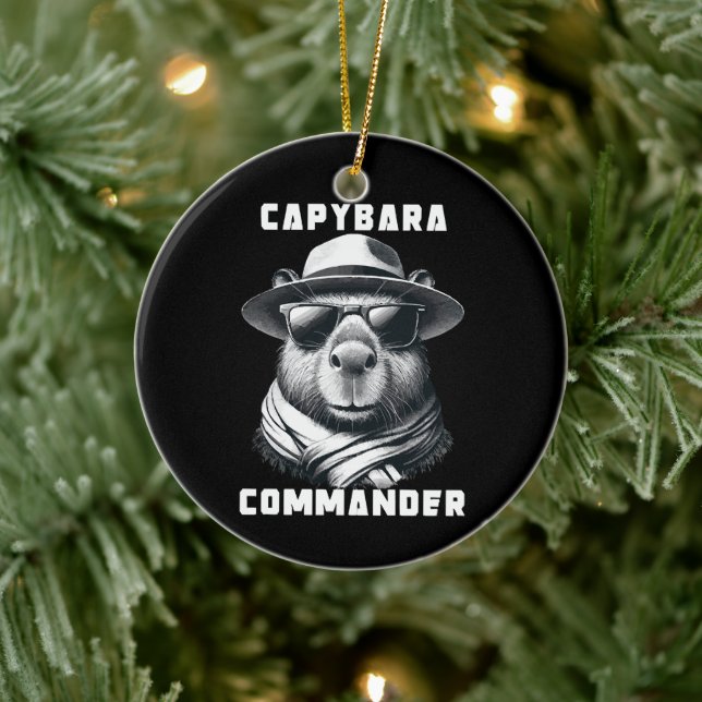 Capybara With Sunglasses Capy Commander Ceramic Ornament (Tree)