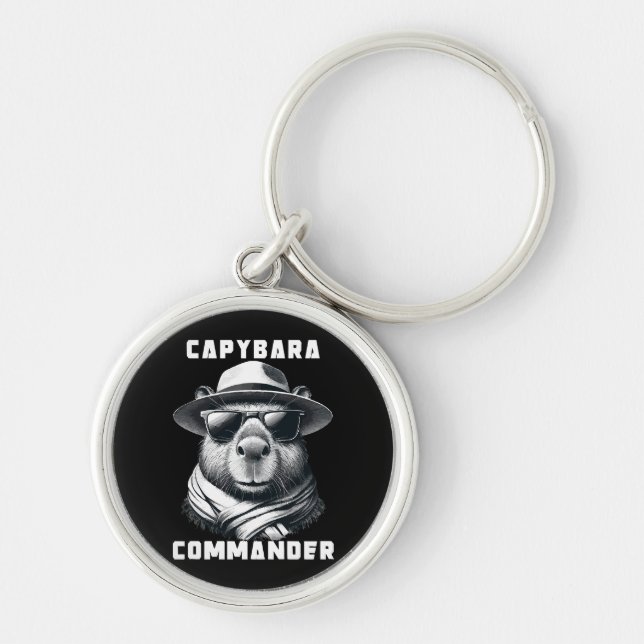 Capybara With Sunglasses Capy Commander Keychain (Front)