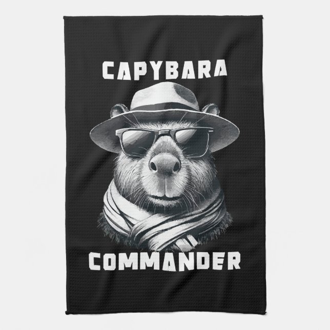 Capybara With Sunglasses Capy Commander Kitchen Towel (Vertical)