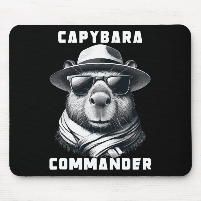 Capybara With Sunglasses Capy Commander Mouse Pad (Front)