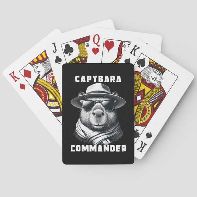 Capybara With Sunglasses Capy Commander Playing Cards (Back)