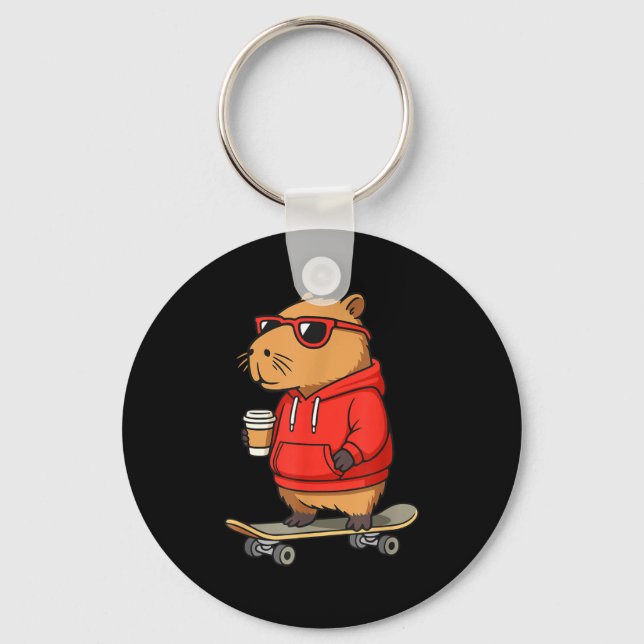 Capybara With Sungles Skater Capy  Keychain (Front)