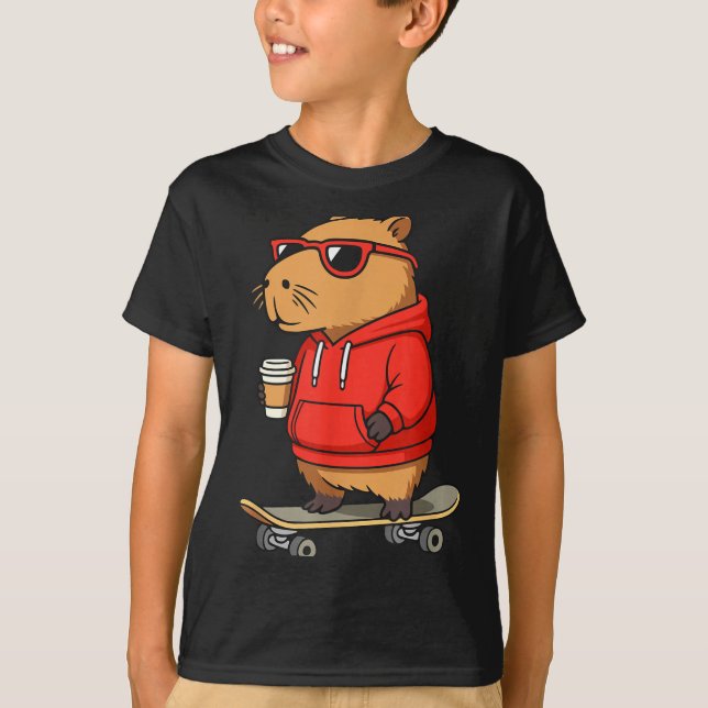Capybara With Sungles Skater Capy  T-Shirt (Front)