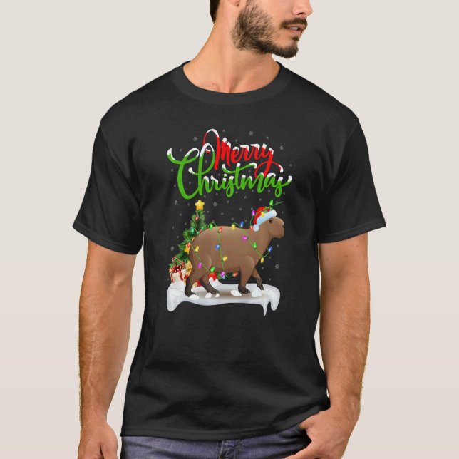 Capybara  Xmas Decorations Santa Capybara Christma T-Shirt (Front)