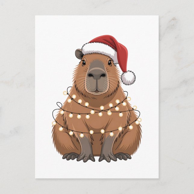 Capybara Xmas Matching Funny Santa Holiday Postcard (Front)