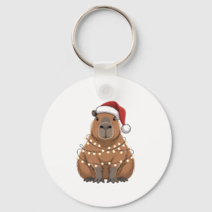 Capybara Xmas Matching Funny Santa Keychain
