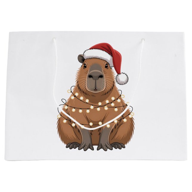 Capybara Xmas Matching Funny Santa Large Gift Bag (Front)