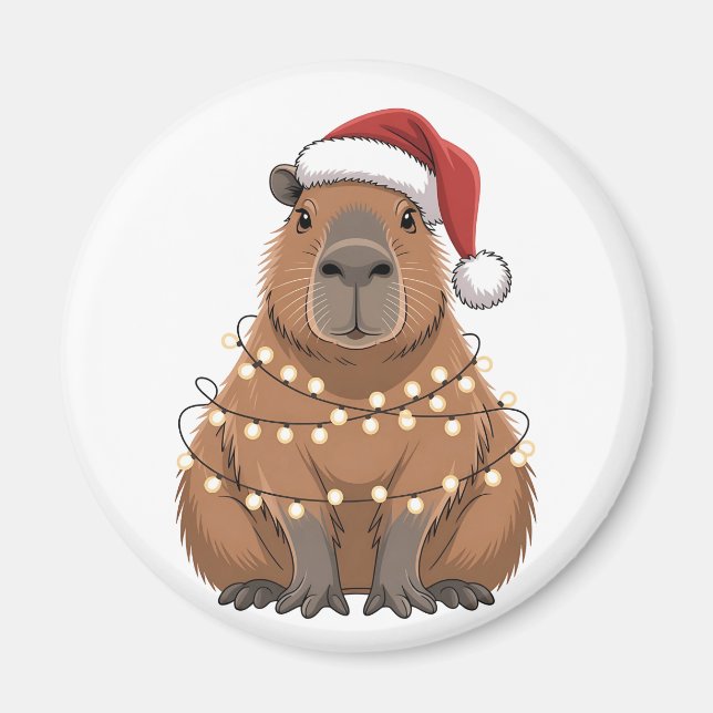 Capybara Xmas Matching Funny Santa Magnet (Front)