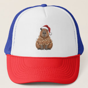 Capybara Xmas Matching Funny Santa Trucker Hat