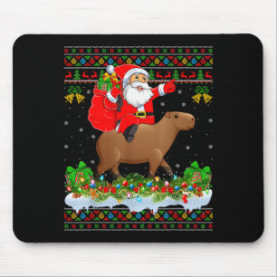 Capybara Xmas Pajamas Ugly Santa Riding Capybara C Mouse Pad