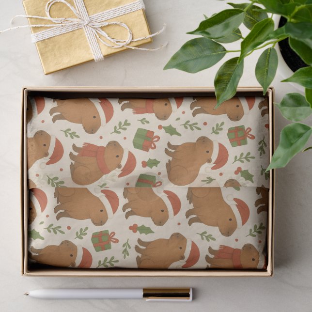 Capybaras at Christmas Tissue Paper (Gift)