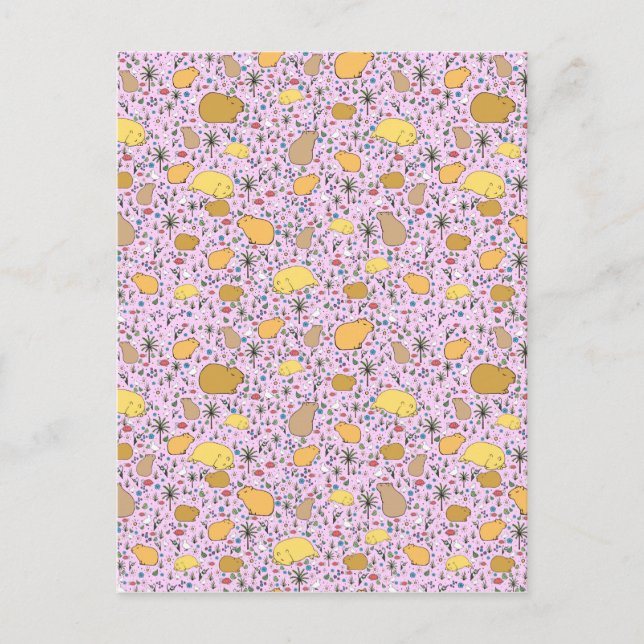 Capybaras in Pink Postcard (Front)