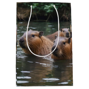 Capybaras' Swimming In The River,  Medium Gift Bag